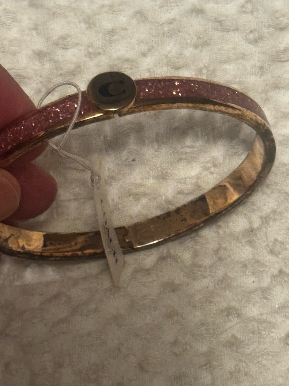 Coach Gold-Tone Pink Glitter C Initial Bangle Bracelet F39599 - Picture 2 of 15